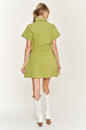 Belted cotton short dress - ONLINE EXCLUSIVE