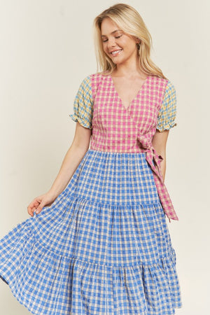 COLORBLOCK GINGHAM DRESS - Plus Size  - Online Exclusive