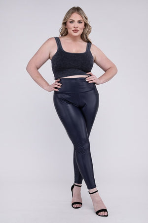 Plus Size High Rise Faux Leather Leggings  - Online Exclusive