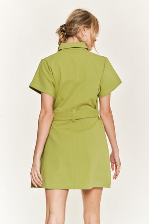 Belted cotton short dress - ONLINE EXCLUSIVE