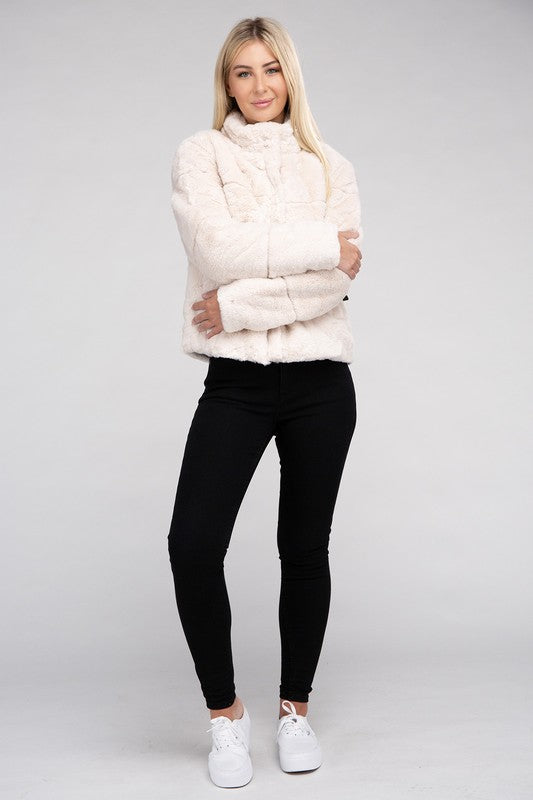 Fluffy Zip-Up Sweater Jacket - online exclusive