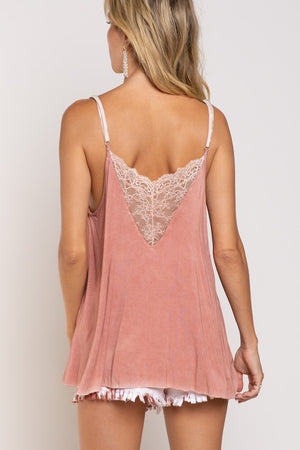 V-camisole Tank with Lace on Front - Online Exclusive