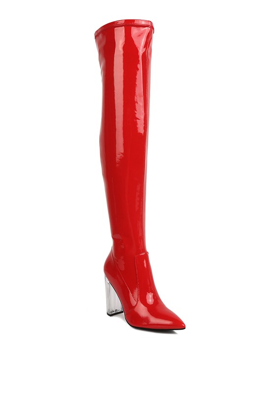 NOIRE THIGH HIGH LONG BOOTS IN PATENT PU - online exclusive