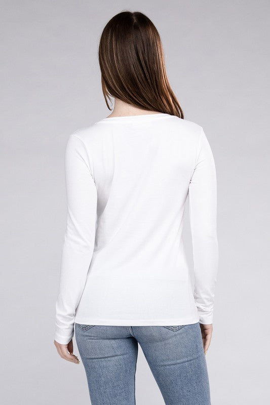 Cotton V-Neck Long Sleeve T-Shirt - Online Exclusive