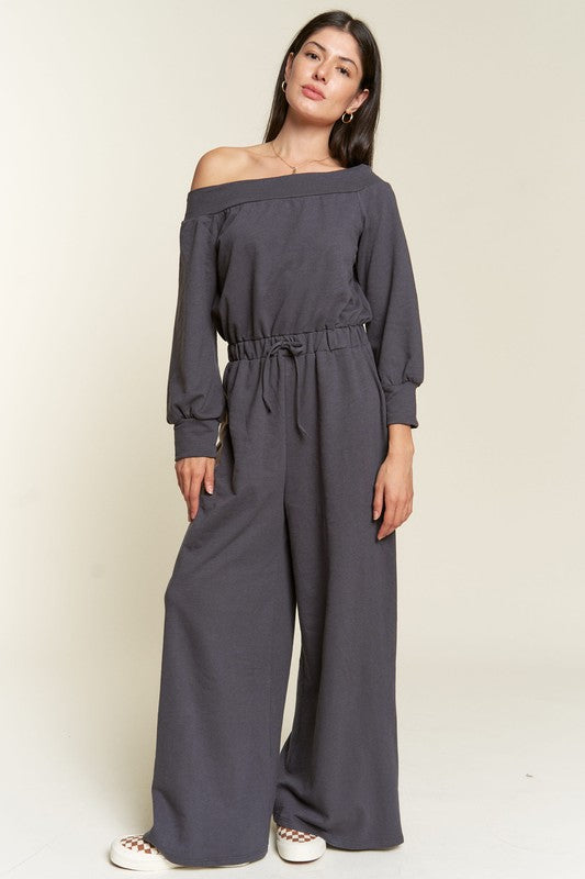 ONE SHOULDER TERRY JUMPSUIT - Online exclusive