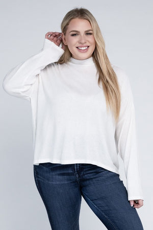 Plus Size Drop Shoulder Long Sleeve Top - online exclusive