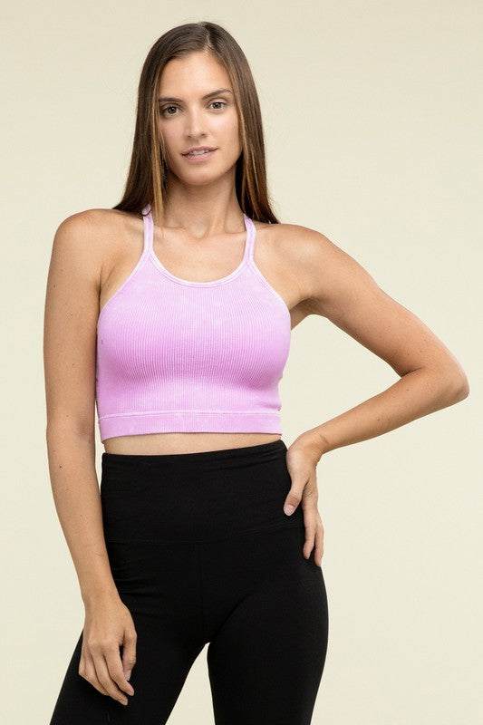 Washed Ribbed Seamless Cropped Cami Top - online exclusive