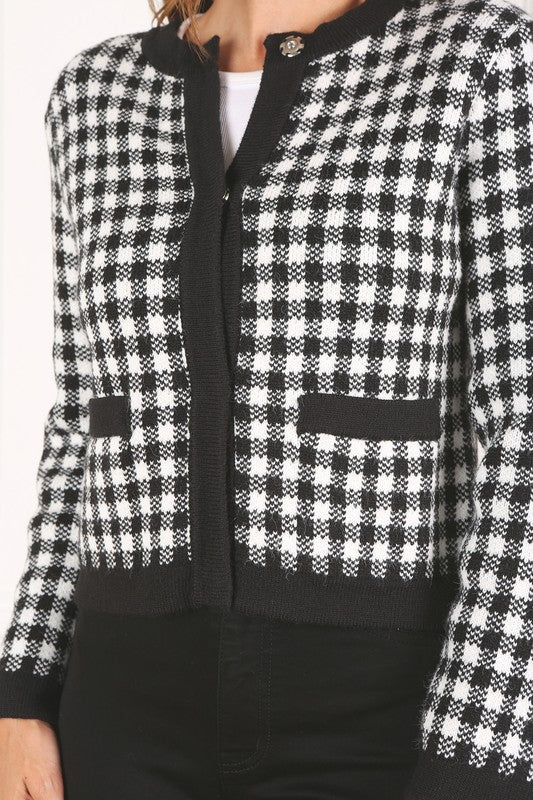 Black check knitted jacket - online exclusive