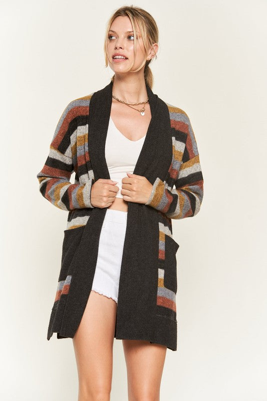 MULTI COLOR STRIPE CARDIGAN - Online exclusive