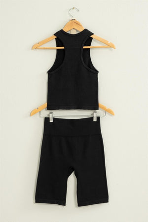 Power Move Cropped Tank Top and Biker Shorts Set