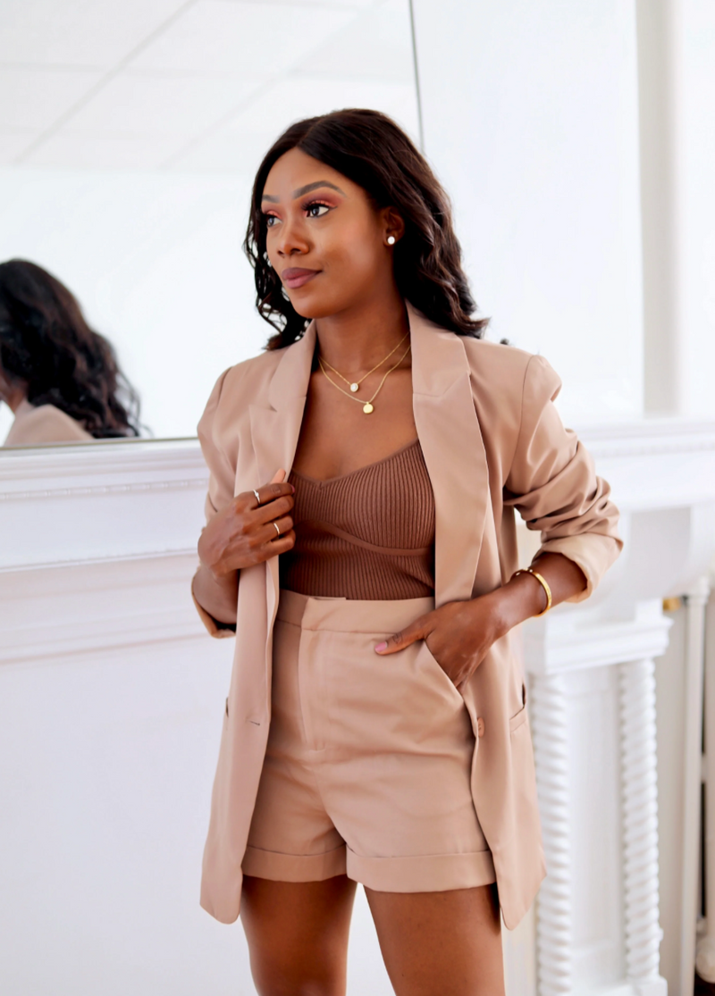 Taupe Blazer Short Set