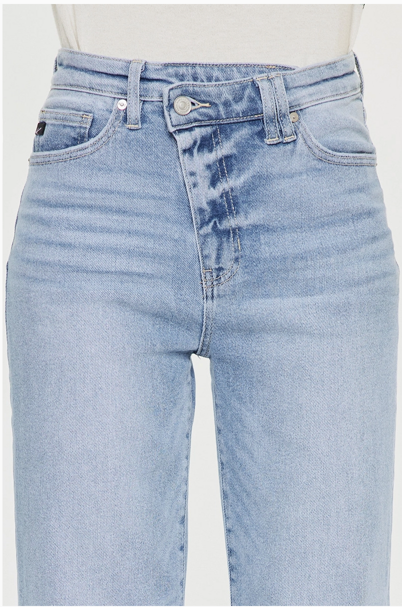 High Rise Cross Straight Jeans