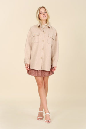 Light beige shacket with pockets - Online Exclusive