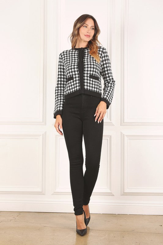 Black check knitted jacket - online exclusive