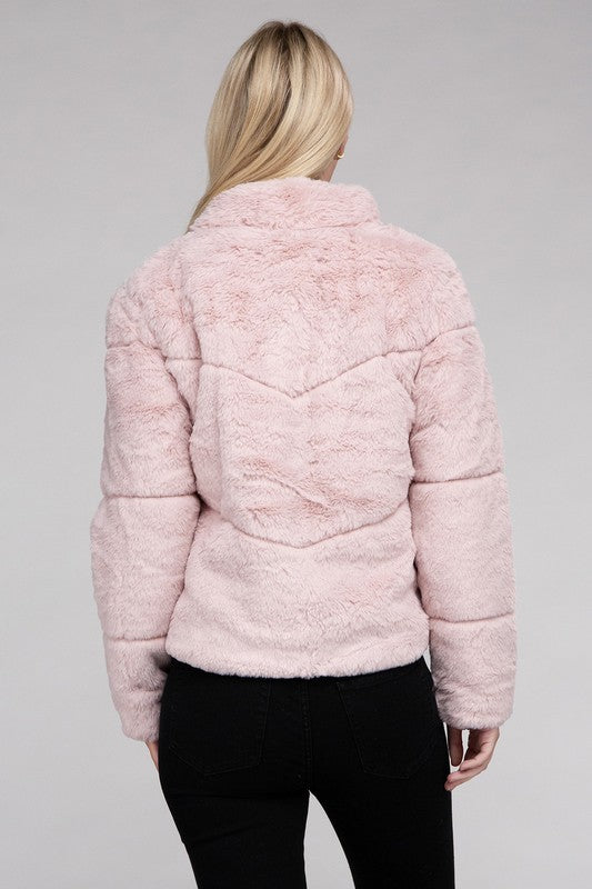 Fluffy Zip-Up Sweater Jacket - online exclusive