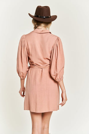 Half sleeve belted dress  - Online Exclusive