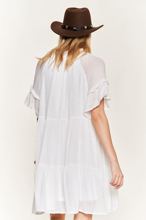 Ruffled neck tiered mini dress - PLUS Size - Online exclusive