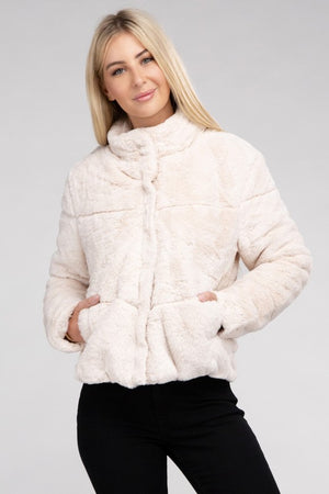 Fluffy Zip-Up Sweater Jacket - online exclusive