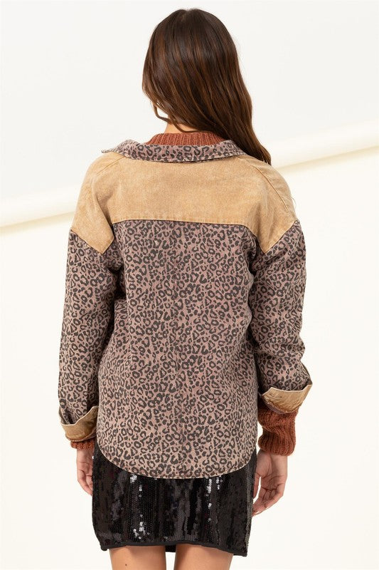 Wild Connections Leopard Print Denim Shacket