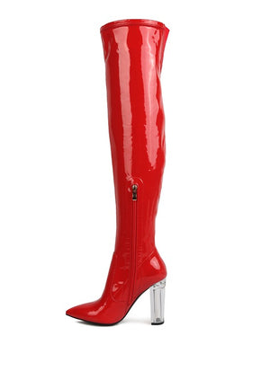 NOIRE THIGH HIGH LONG BOOTS IN PATENT PU - online exclusive