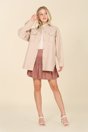 Light beige shacket with pockets - Online Exclusive