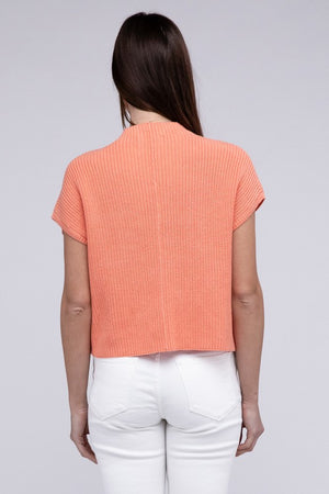 Mock Neck Short Sleeve Cropped Sweater - online exclusive