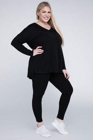 Plus Size Brushed DTY Microfiber Loungewear Set - online exclusive