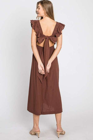 LINEN RUFFLE MID DRESS - Online Exclusive