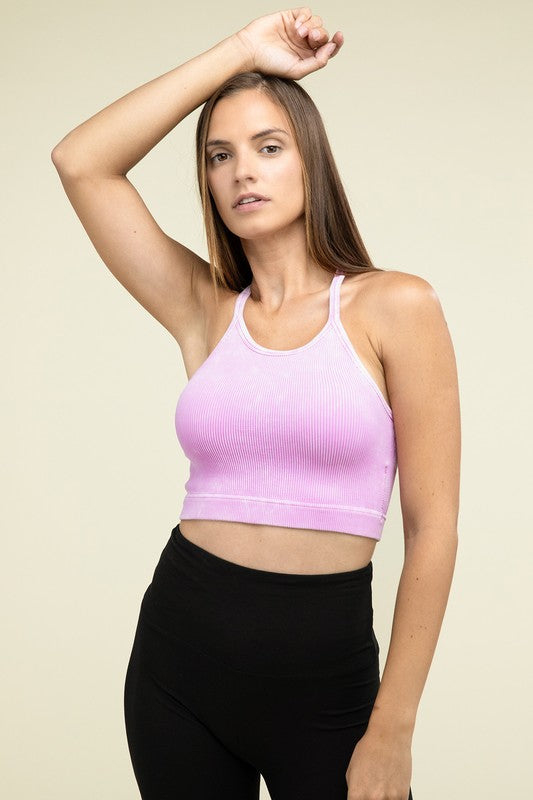 Washed Ribbed Seamless Cropped Cami Top - online exclusive