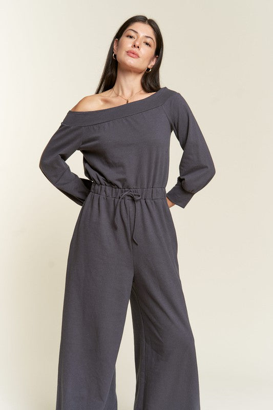 ONE SHOULDER TERRY JUMPSUIT - Online exclusive