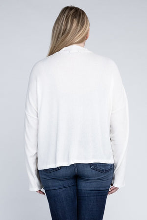 Plus Size Drop Shoulder Long Sleeve Top - online exclusive