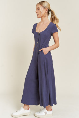 LINEN BUTTON DOWN JUMPSUIT - Plus size - Online Exclusive