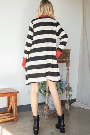 Open Front Striped Draped Cardigan - Plus Size  - Online Exclusive