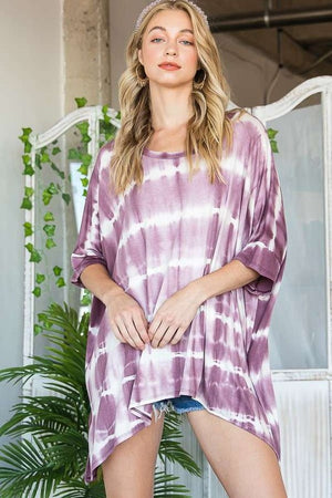 STRIPED TIE DYE ROUND NECK TUNIC - Online exclusive