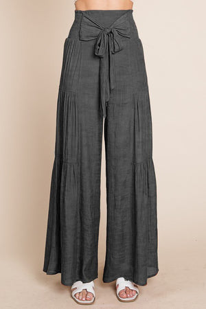 Tie front ruched waist back pants - Plus Size - Online exclusive