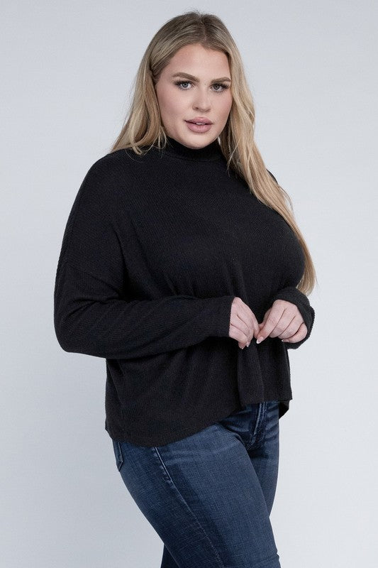 Plus Size Drop Shoulder Long Sleeve Top - online exclusive