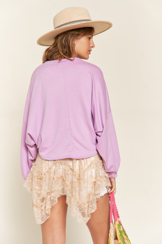 TERRY BATWING SLEEVE TOP  - Online Exclusive