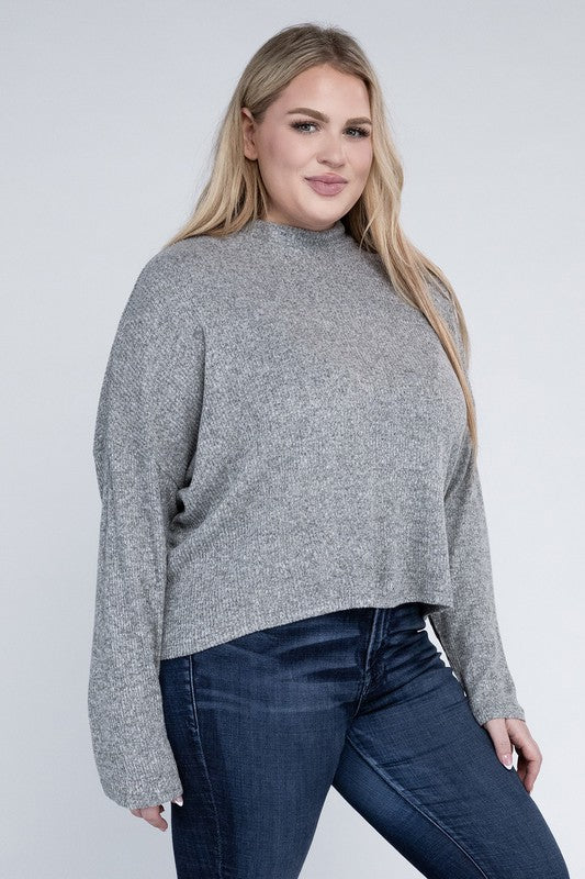 Plus Size Drop Shoulder Long Sleeve Top - online exclusive