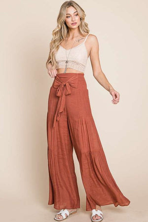 Tie front ruched waist back pants - Plus Size - Online exclusive