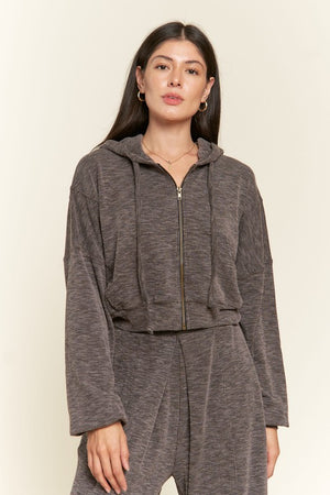 Zip-up drop shoulder hooded jacket - online exclusive