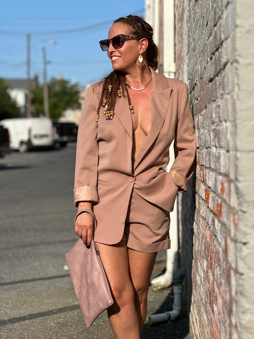 Taupe Blazer Short Set