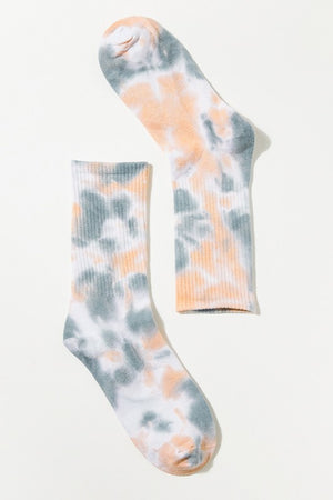 Blush Grey Tie-Dye Crew Socks