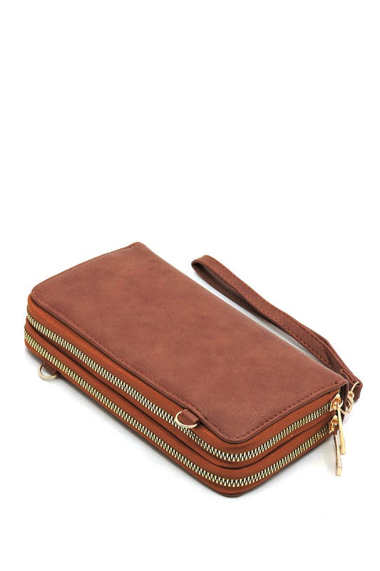 Double zip around wristlet wallet Clearance