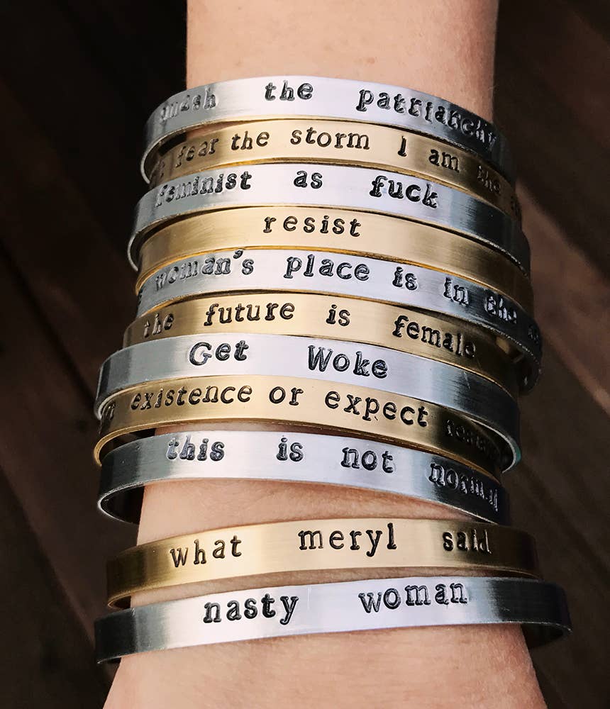 Brass Feminist/Resistance Metal Cuffs