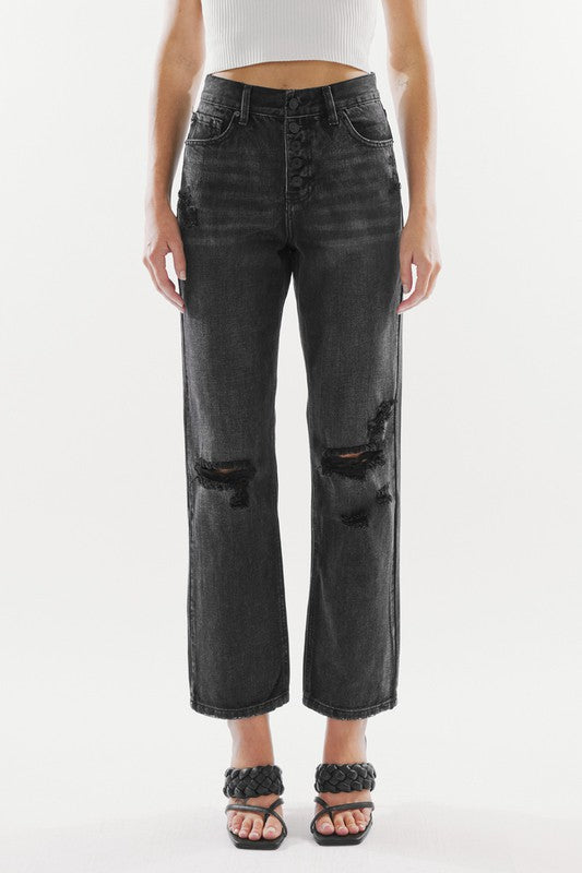 Washed Grey Straight Jeans