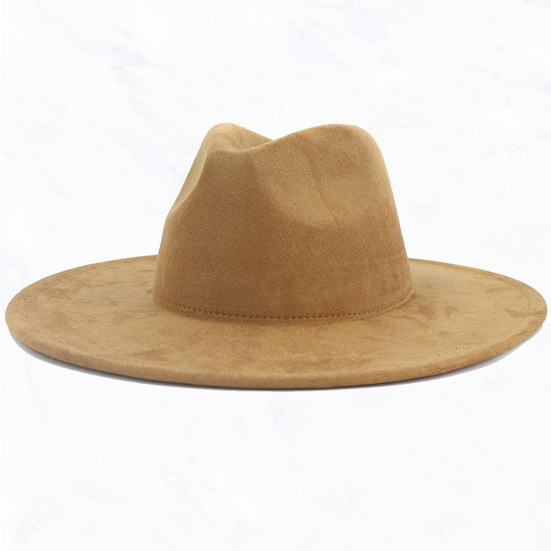 Suede Large Eaves Khaki Top Fedora Hat