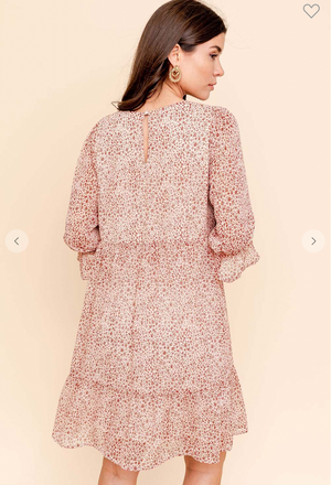 RUFFLE BOTTOM DITSY PRINT MINI DRESS