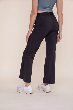 Belted High-Waist Flare Pant