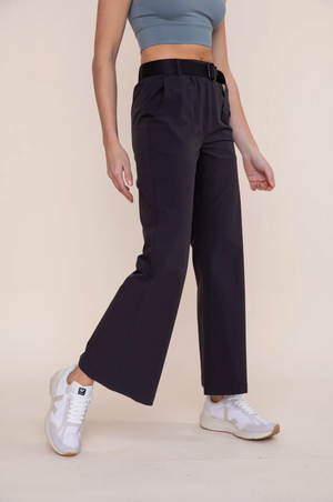 Belted High-Waist Flare Pant