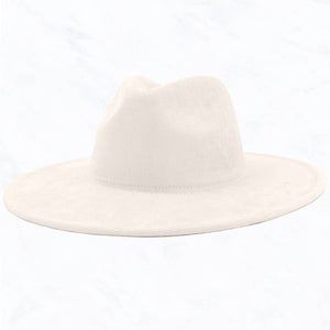 Suede Large Eaves Cream Top Fedora Hat